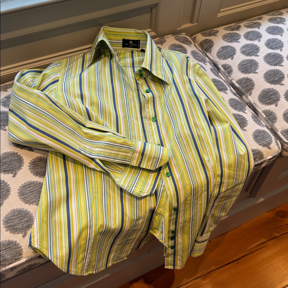 Etro ladies green and blue shirt in like-new condition size 46 - Picture 6 of 10